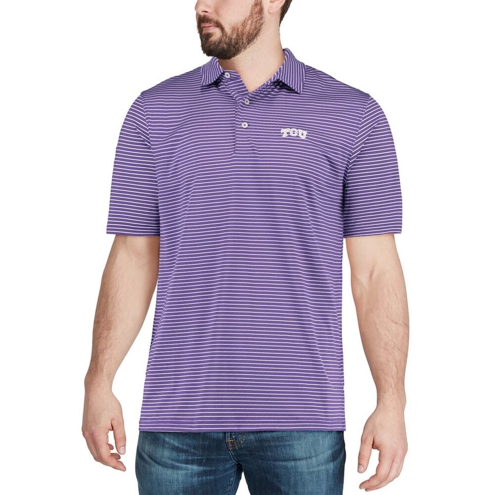 Southern Tide TCU Horned Frogs Gameday Stripe Performance Polo Shirt Medium